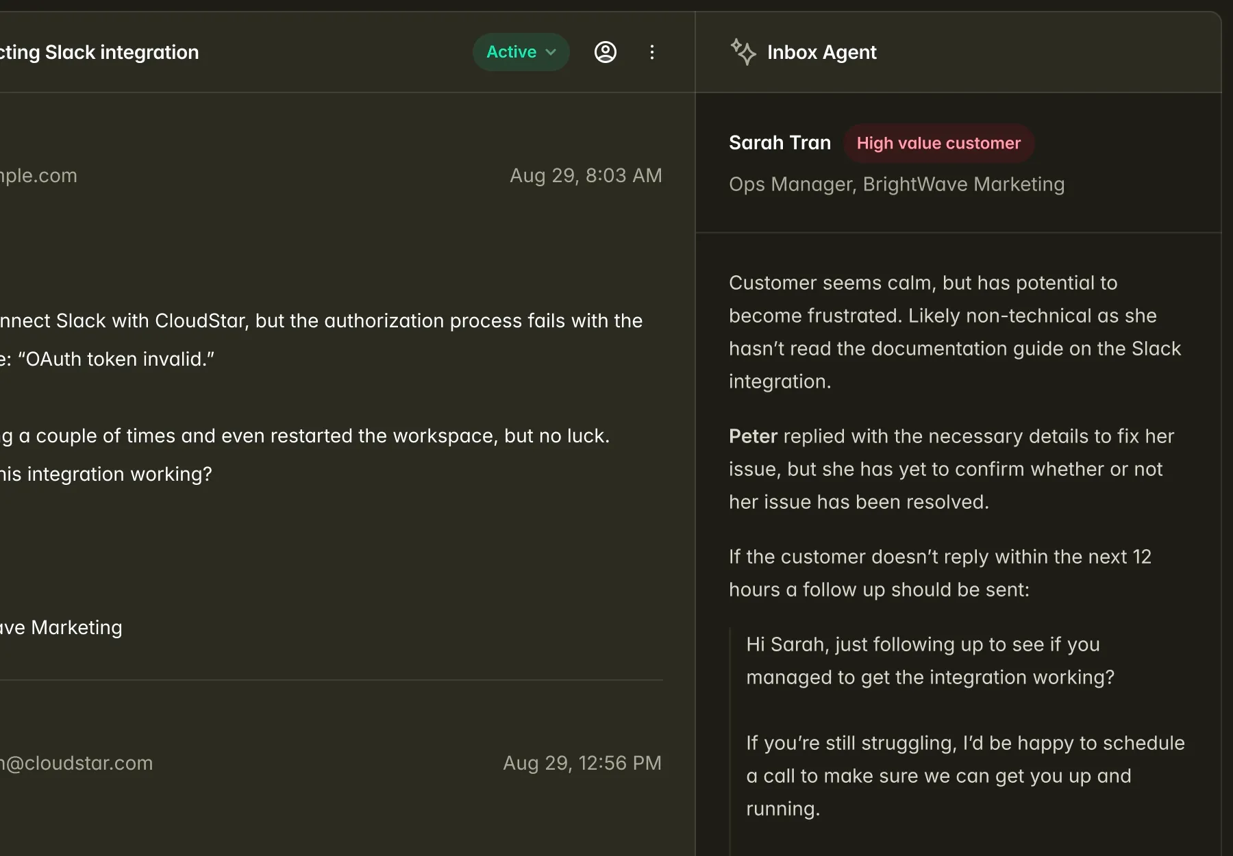Backend development example