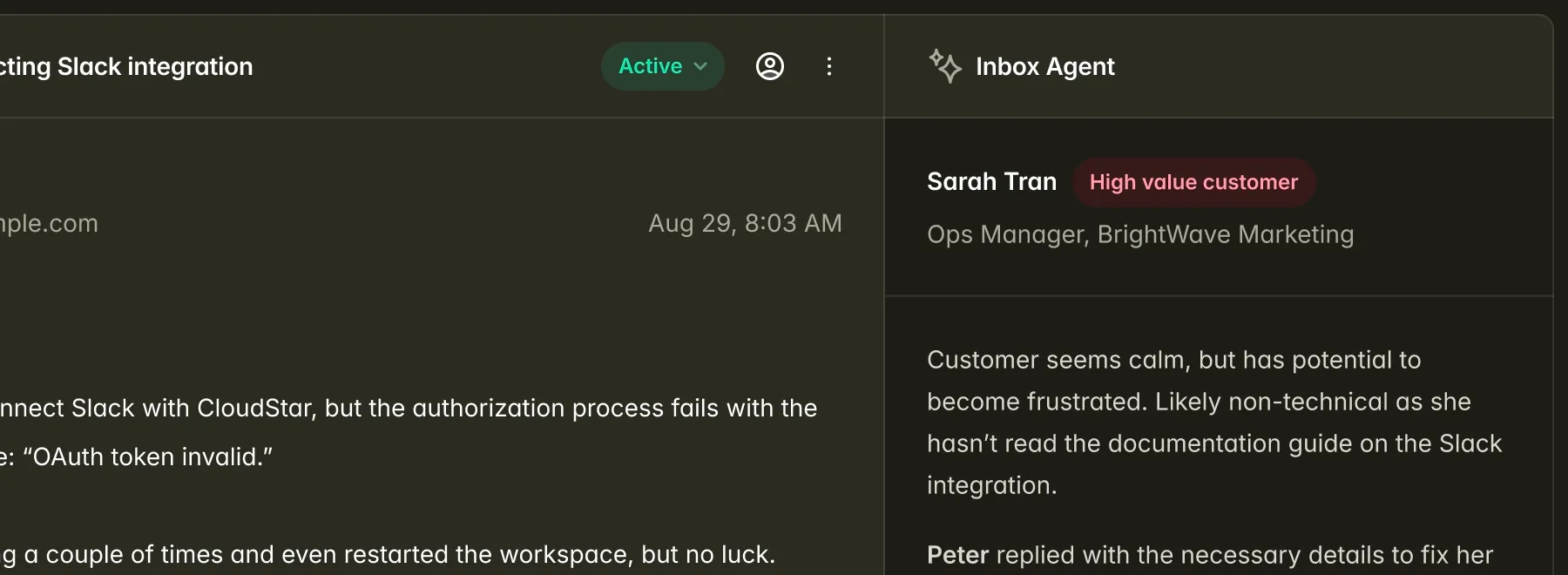 Backend development example