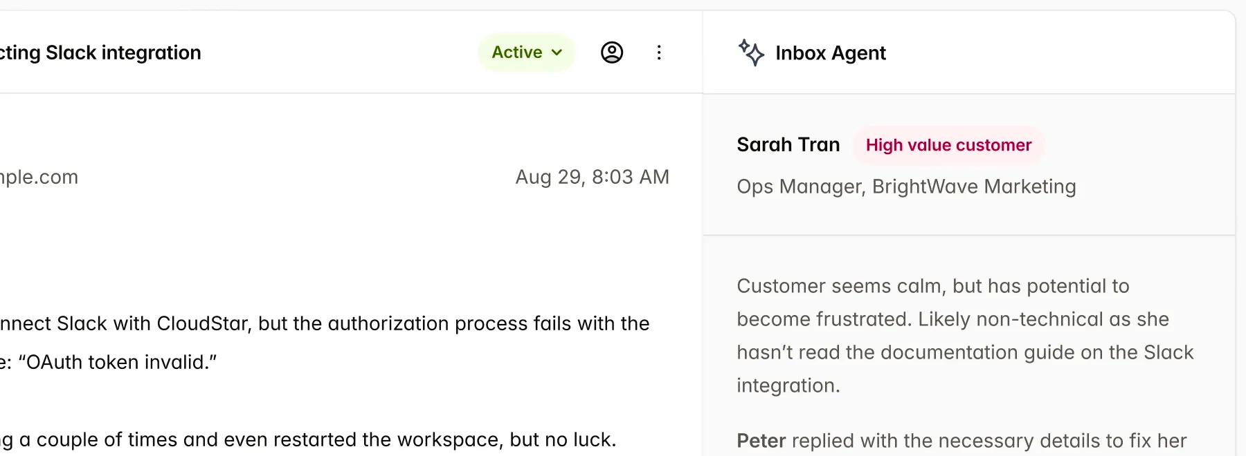 Backend development example